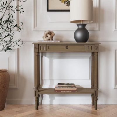 31.5" Narrow Wood Console Table With Drawer