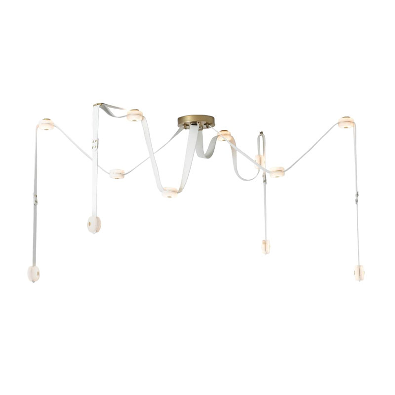 Grand luminaire suspendu SNAPS - Cuir, Noir, noir, noir, noir, Cuir blanc