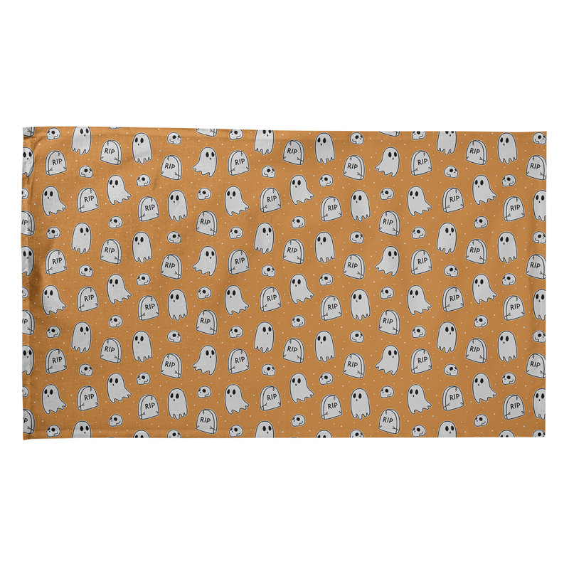 Torchon à motif de fantômes classique, Polyester sergé, Orangé