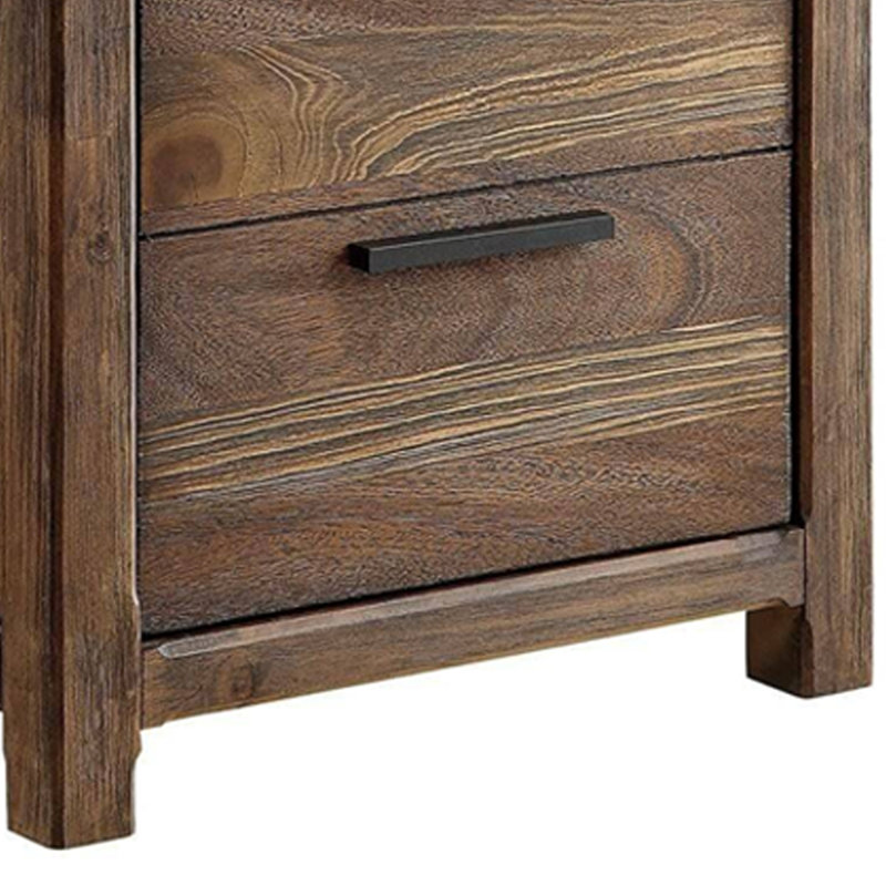 Ensemble de chambre avec grand lit 5 pièces avec table de chevet deux tons rustique naturel