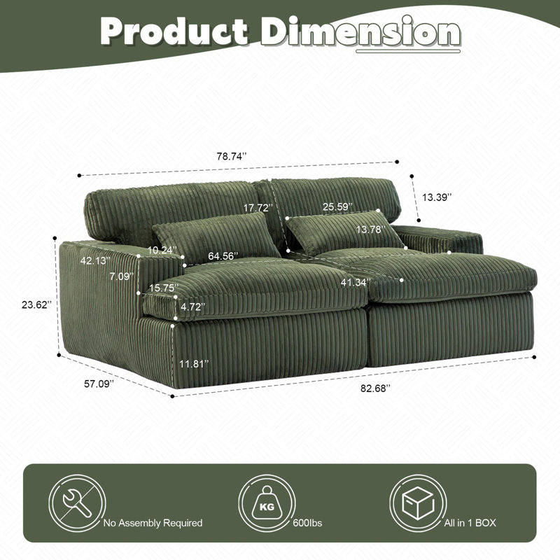 Lit surdimensionné rembourré avec siège moelleux, Vert