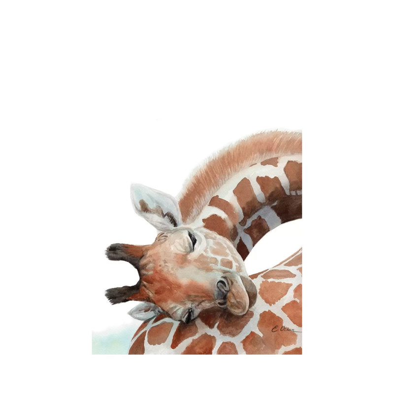 Sleeping Baby Giraffe by Watercolor Luv - Wrapped Canvas Gallery-Wrapped Canvas Giclée, 20.32 cm H x 30.48 cm W