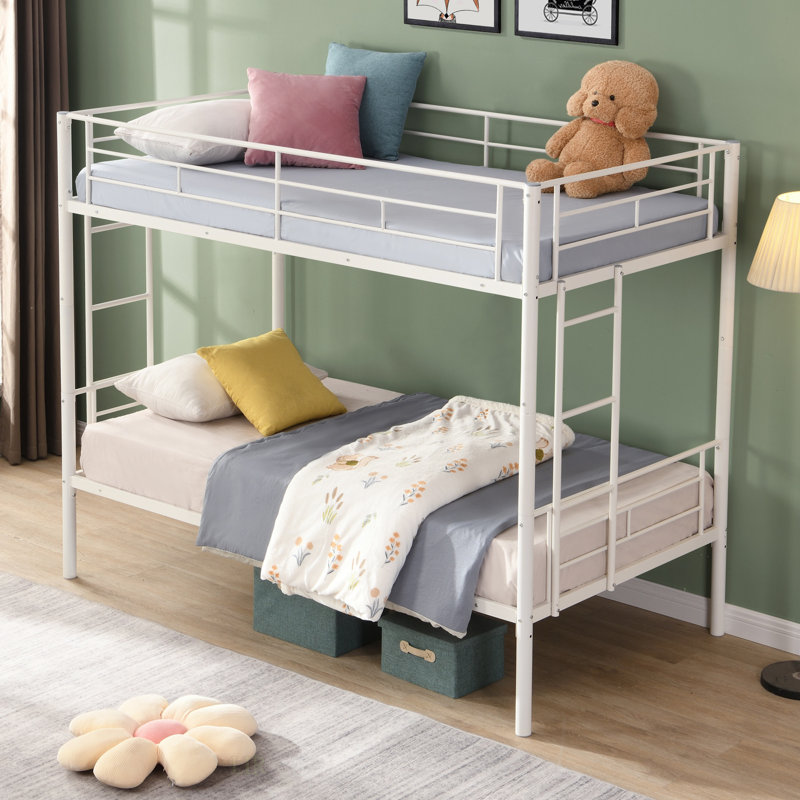 Lit superposé simple au-dessus d'un lit simple en métal robuste avec assemblage facile et conception peu encombrante pour les chambres modernes