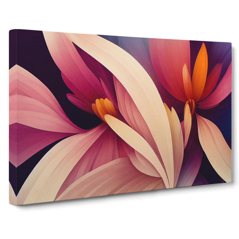 Contemporary Modern Flowers - Wrapped Canvas, 35cm H x 50cm W x 3cm D