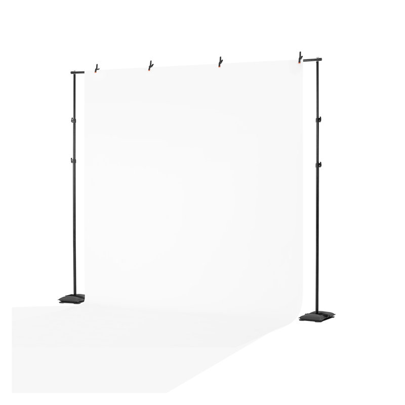 Ensemble de support de fond réglable 8,5 pi x 10 pi - Support de fond en acier au carbone robuste avec 7 barres transversales pour la photographie de mariage, de fête et de studio