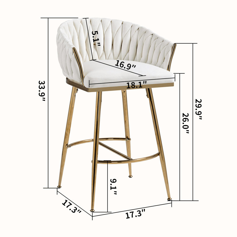 Celie 26" Velvet Upholstered Bar Stools, Beige