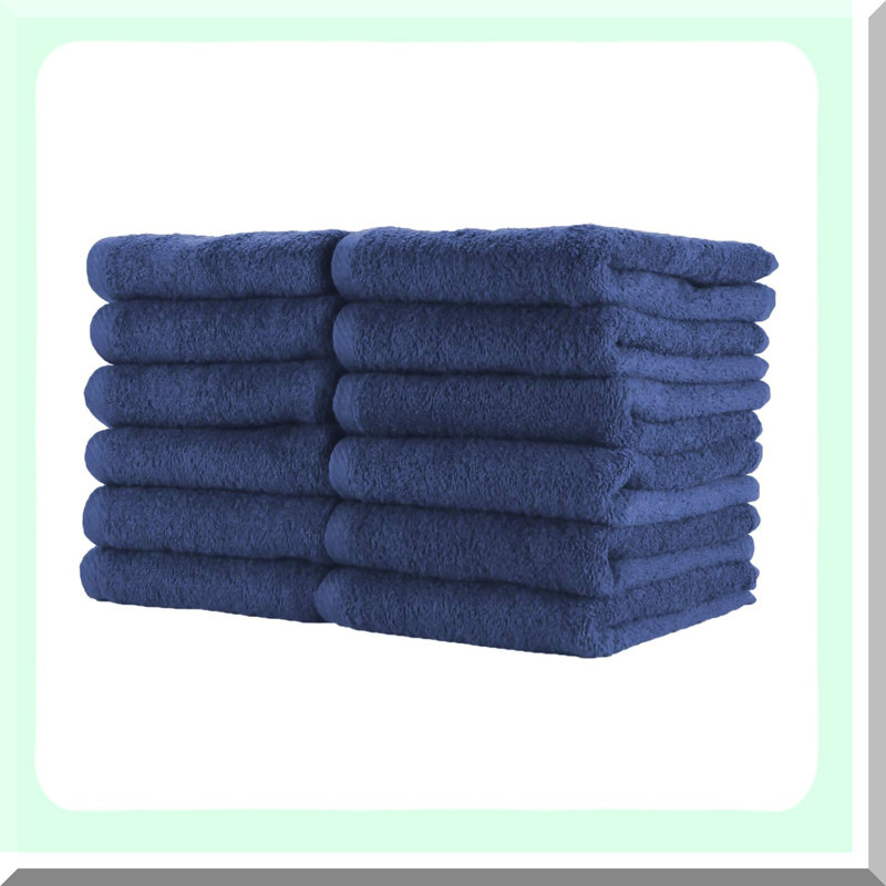 UltraSoft QuickDry Salon Towels - 100% Ring Spun Cotton, Super Absorbent, Bleach Safe, Navy, 16x27 in, Pack of 12