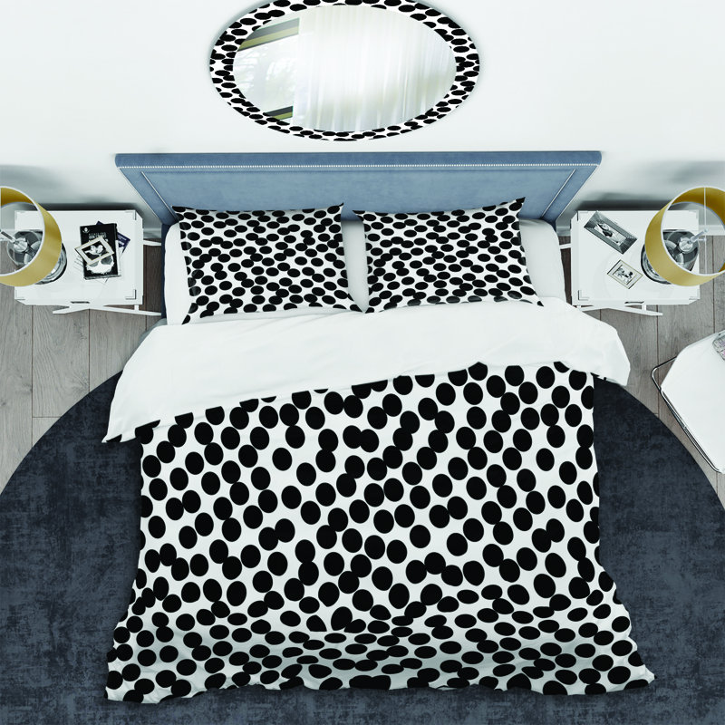 Black Circle Pattern Polyester Dots Duvet Cover