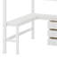 Lit mezzanine avec bureau en L et tiroirs, armoire et escalier de rangement-743351444