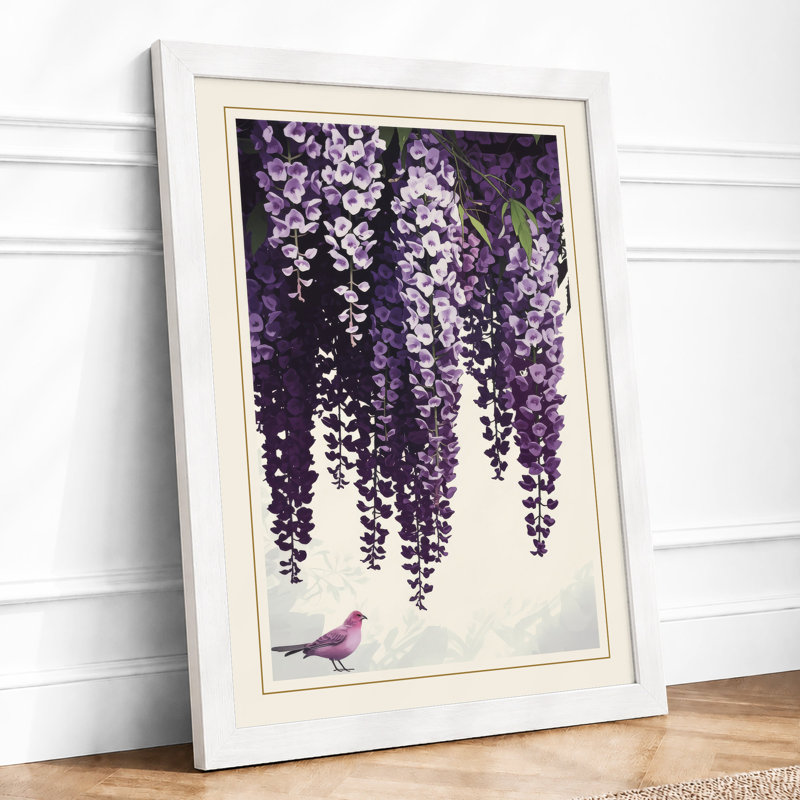 Wisteria and Song Botanical - Framed Print, A4 - 29.7 x 21.0 cm, White