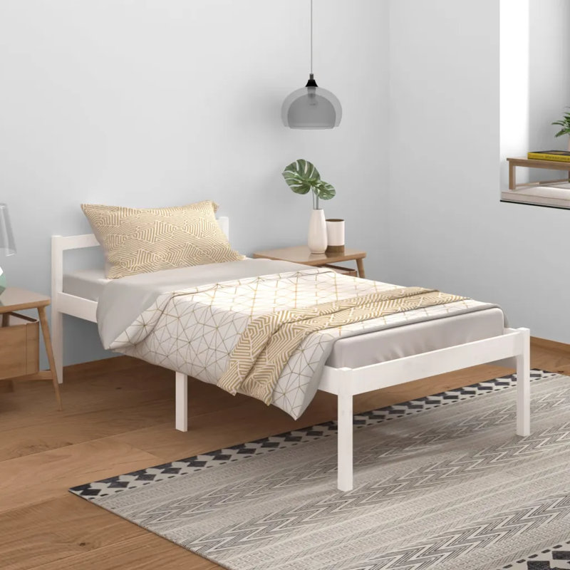 Bed Frame Solid Wood, European Single (90 x 200cm), White
