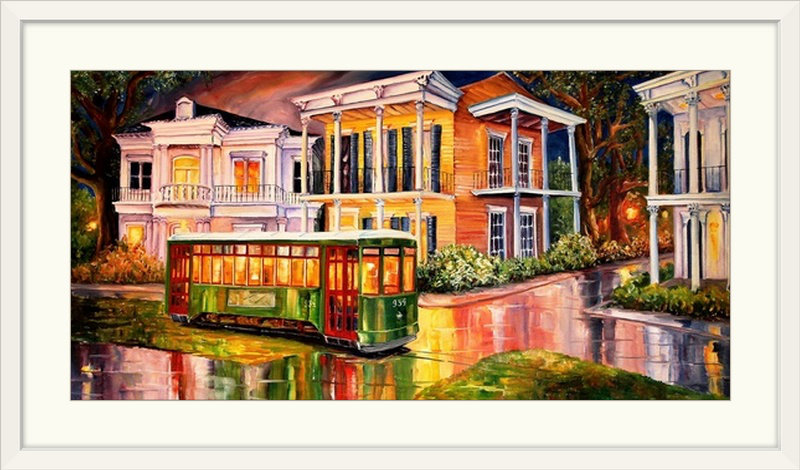 «Bebe Twilight on St Charles Ave» par Diane Millsap - reproduction, Cadre blanc, H 26 po x l 44 po x P 1 po