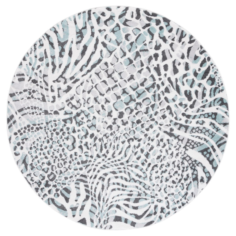Ameyah Performance Animal Print Rug, Round 6'7"