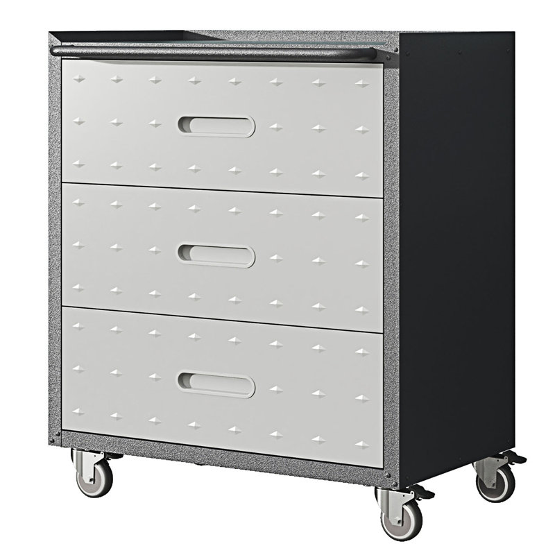 Metal Storage Cabinet With Wheels, 3 Drawer Tool Cabinet, Entryway Cabinet