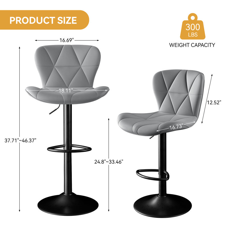 Tabourets de bar réglables à hauteur de comptoir pivotant, tabourets imperméables en similicuir avec repose-pieds Metel, ensemble de 2