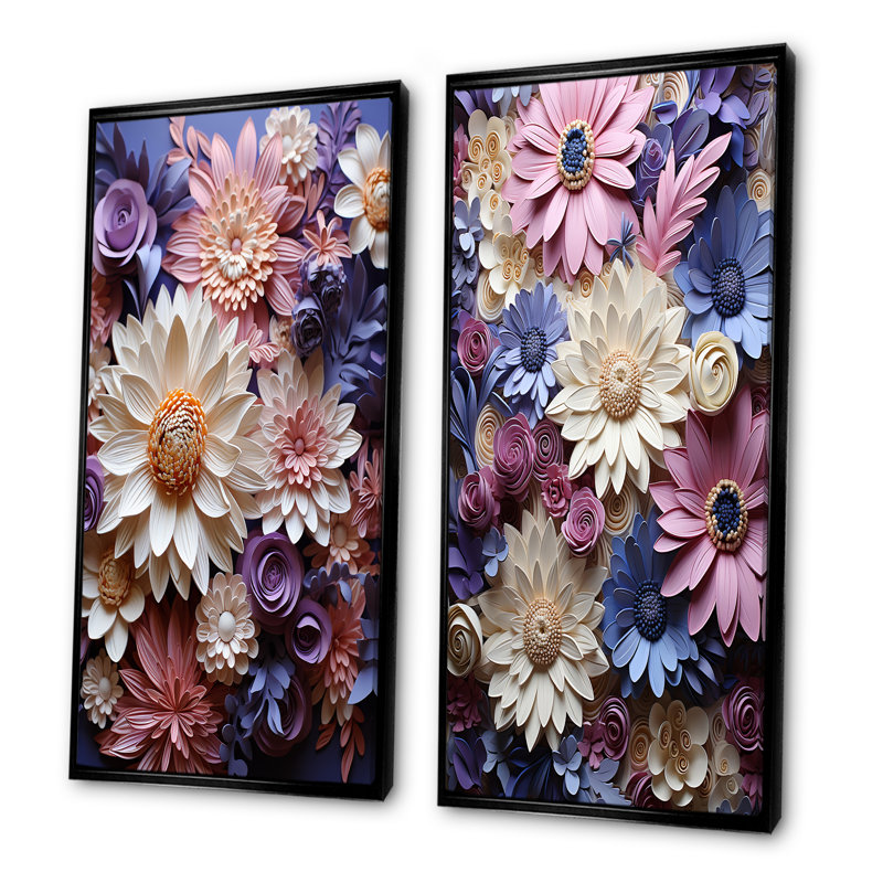 Ensemble de salon «Daisy Bloom» Simple Beauty - Daisies Wall Art, Cadre noir, H 28 po x l 25 po