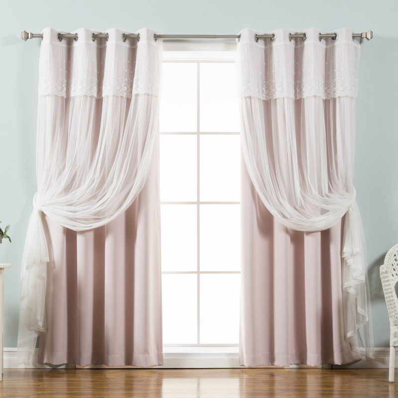 Crenshaw Solid Room Darkening Thermal Grommet Curtain Panels, Baby Pink, 52''W X 96''H