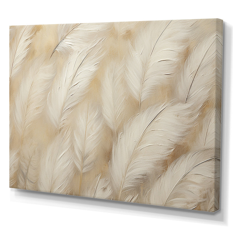 Plumes de plumes III sur toile, H 24 po x l 32 po x P 1 po, Toile tendue