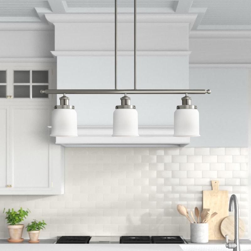 Ballston Urban - Cloche - 3 lumières 36 po pour îlot suspendu - 5 po de diamètre, Ampoule non incluse, Nickel satiné brossé