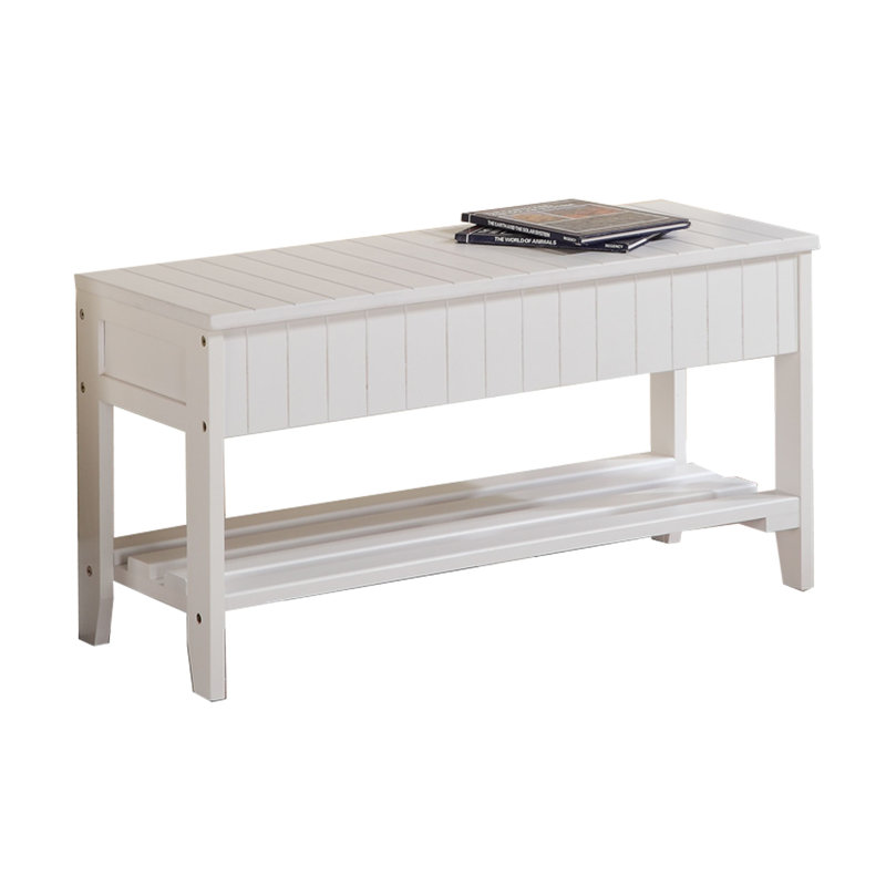 Banc à chaussures en bois massif de qualité supérieure avec rangement, design de mobilier moderne blanc