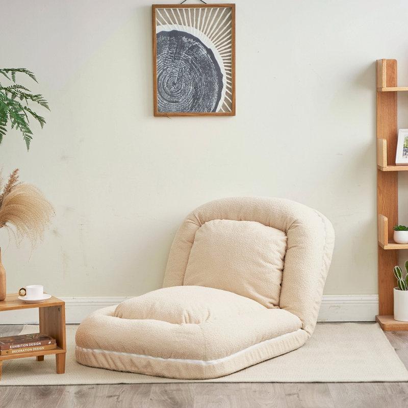 Triple Fold Down Sofa Bed, Beige Fabric
