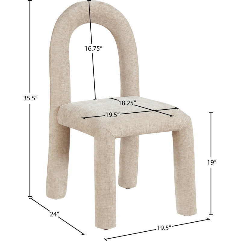 Amari Dining Chair, Beige, Chenille Fabric