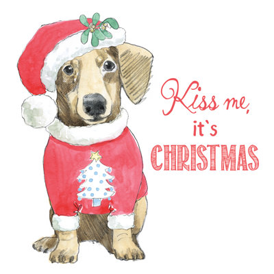 Glamour Pups Christmas III Kiss Me - Wrapped Canvas Print
