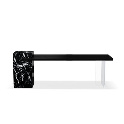 Bureau rectangulaire noir massif + bois manufacturé + acrylique