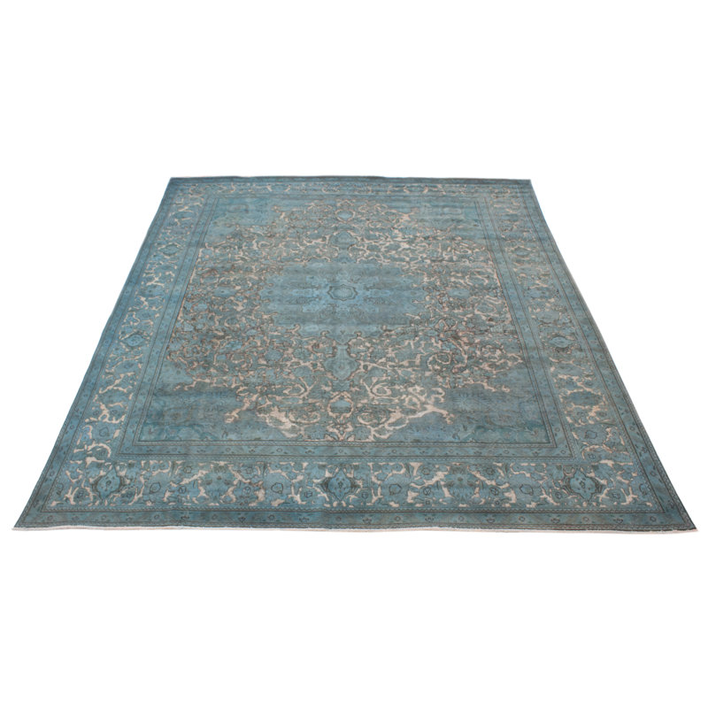 Tapis bleu denim clair en laine 9 pi 6 po x 12 pi 10 po Krislin