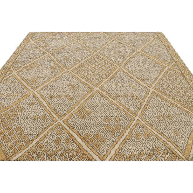 Moroccan Hand Knotted Geometric Area Rug, Rectangle 5' x 8'