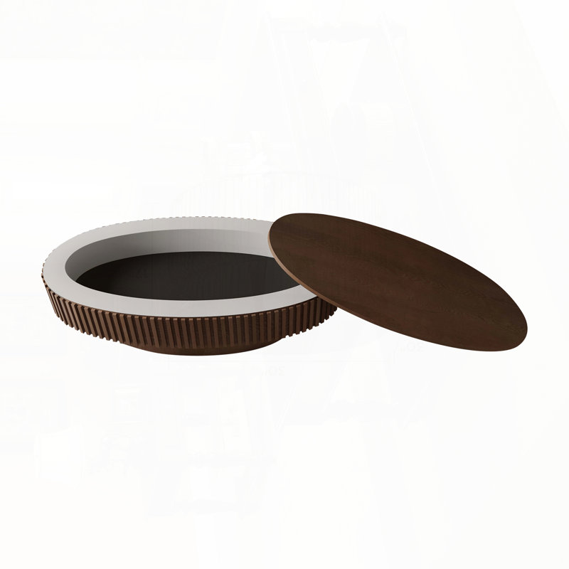 Table basse ovale avec rangement à couvercle rabattable - noyer, 47 po