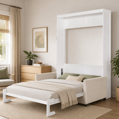 Grand lit escamotable mural avec coussin