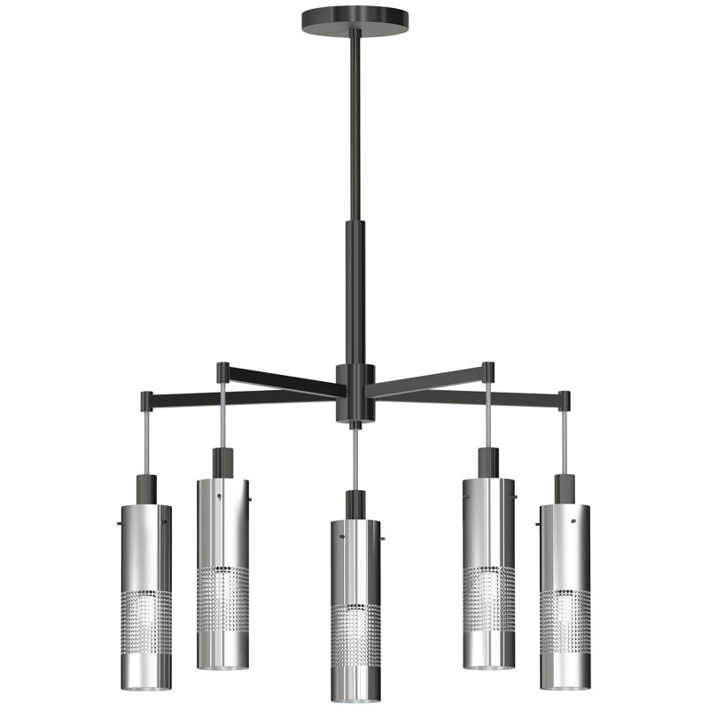 Coal and Brushed Nickel 5-Light Cylinder Chandelier