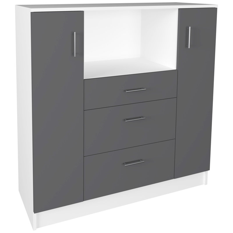 Seretha 110cm Kitchen Pantry, White/Anthracite