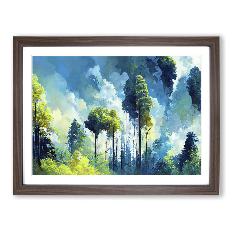Towering Forest Trees 1 Piece Single Picture Frame Wall Art, 46cm H x 64cm W x 2cm D, Walnut Framed