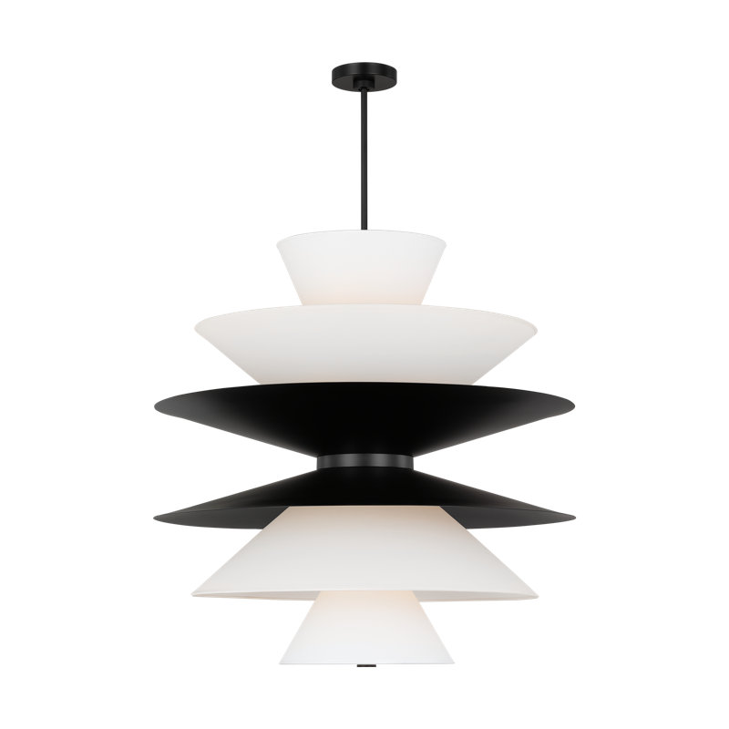 Aged Iron and Glass 16-Light Pendant with Black Cord