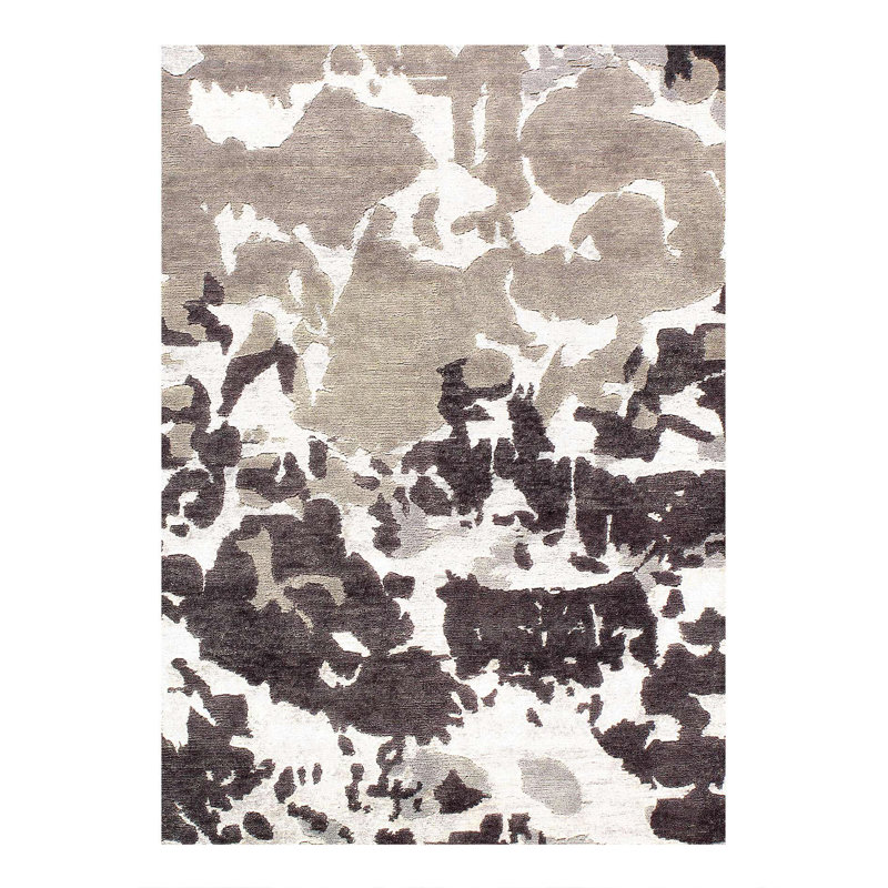 Tapis gris / noir en coton / laine 7 pi 11 po x 5 pi 11 po Camouflage