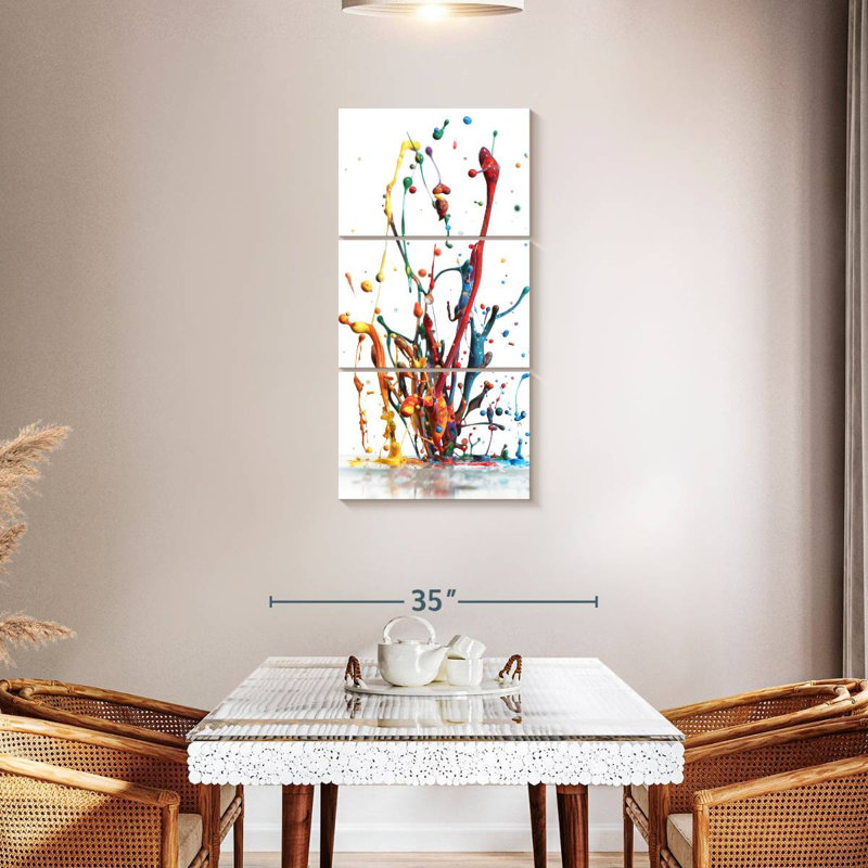 Rainbow Water Splash - Ensemble de 3 toiles tendues, H 44 po x l 21 po x P 1,25 po