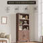 Bibliothèque de campagne 71 "avec portes, bibliothèque rustique en bois à 5 niveaux avec armoire et tablette réglable