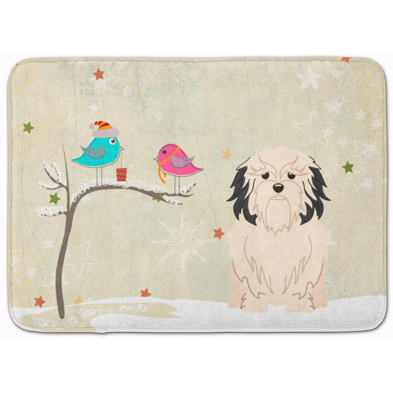 Tapis pour salle de bain en mousse à mémoire de forme amis petit chien lion christmas