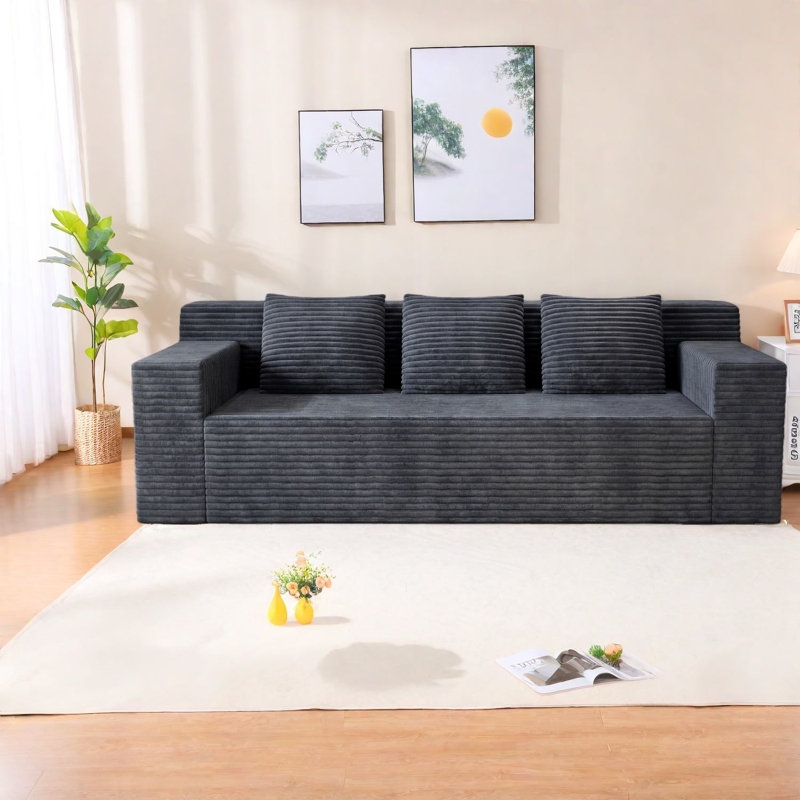 Canapés modernes en velours côtelé, causeuse compacte de 71 po, sans assemblage pour la chambre à coucher et le bureau