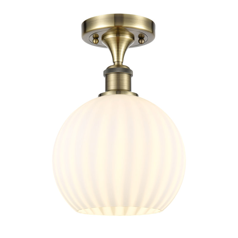 Plafonnier semi-encastré 1 lumière Ballston - Adriao, H 11,25 po x l 8 po x P 8 po, Laiton antique