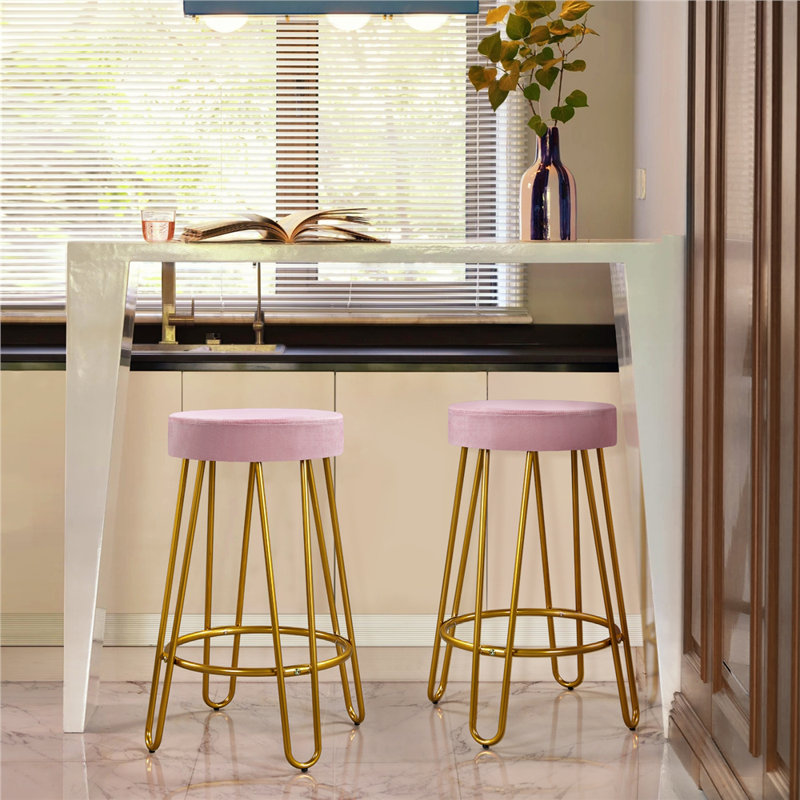 Cedernier Upholstered Counter Stool with Metal Frame, Peacock Blue