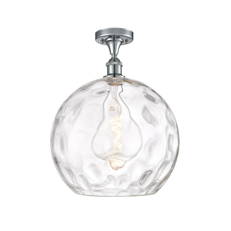 Plafonnier semi-encastré 1 lumière 8 po Cindi, DEL, H 16,88 po x l 13,75 po x P 13,75 po, Chrome poli