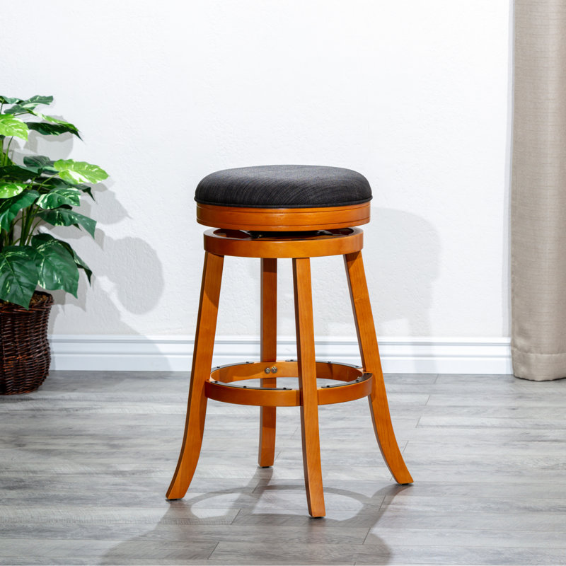 Tabouret de bar 30 po au fini naturel, housse de siège gris anthracite - Tabouret confortable avec choix de tissu, Noir