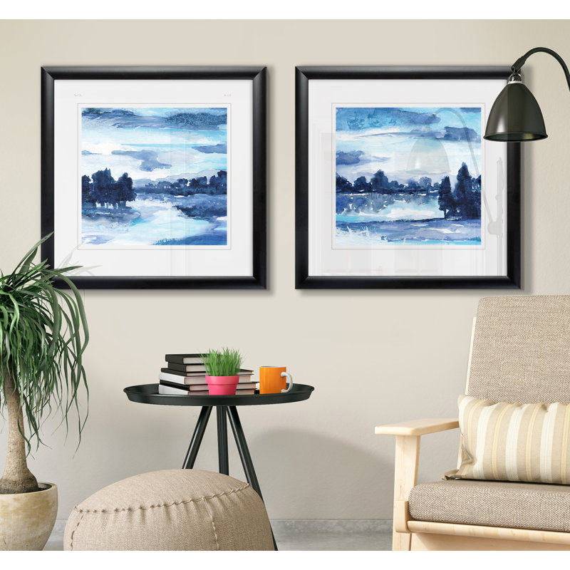 « indigo land i », ensemble de 2 reproductions de peintures encadrées