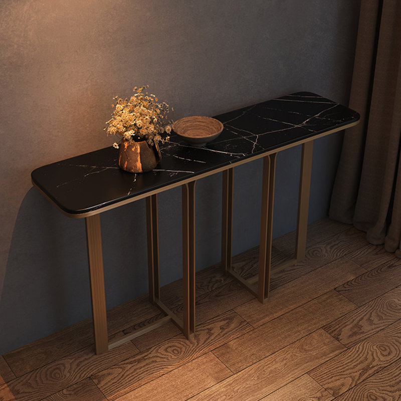 Console en pierre frittée de style italien, Noir, H 33,4 po x l 59 po x P 13,7 po