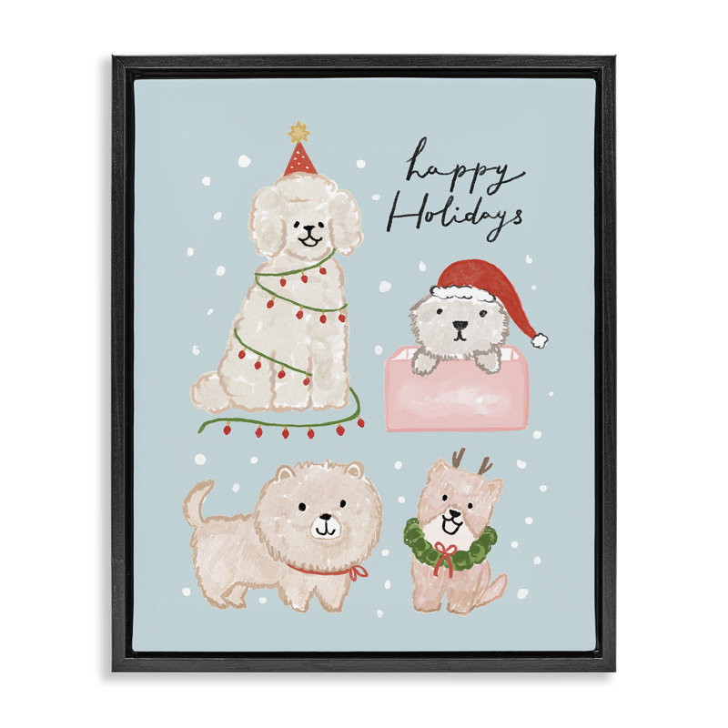 «Winter Puppies Fluff Collection», art mural encadré sur toile flottante, design par Nina Muis Surface Design