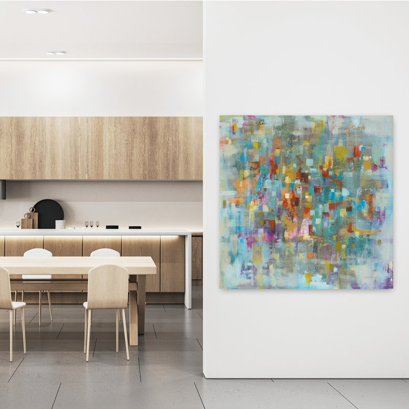 Confetti contemporain I avec art abstrait bleu, H 48 po x l 48 po
