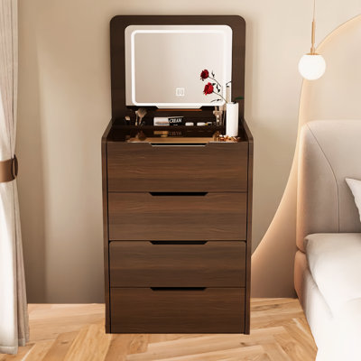 3 in 1 Vanity Desk with Flip Top Mirror, Small Make Up Vanity Set with Visible Glass Desktop, Compact and Organized for Modern Bedrooms